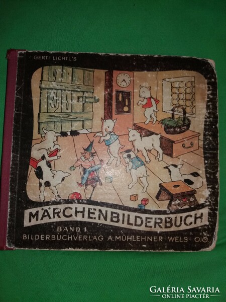 1950. antik Gerti Lichtl . Grimm mesék kemény táblás mesekönyv német nyelv a képek szerint