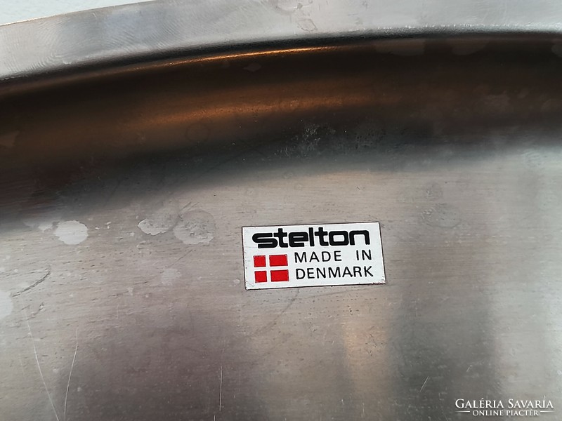 2 pcs. Stelton retro Danish design steel tray with teak handles