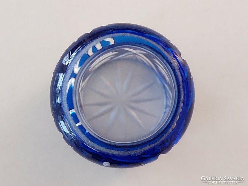 Old lead crystal perfume spray blue polished crystal toilet accessory