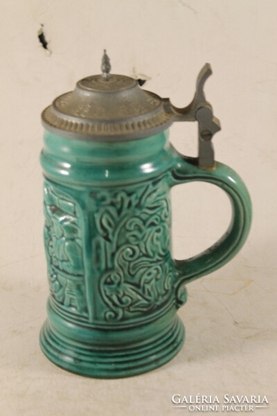 Ceramic beer mug with tin lid 342