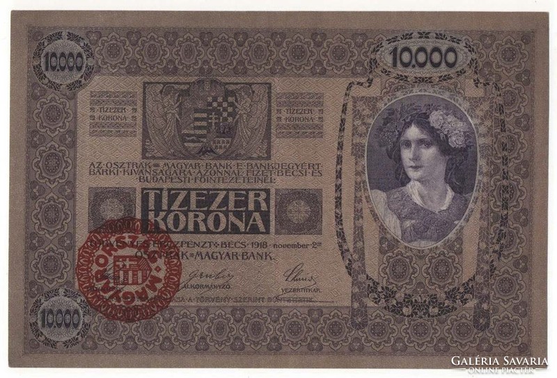 1918 10,000 Korona with mo stamp ef