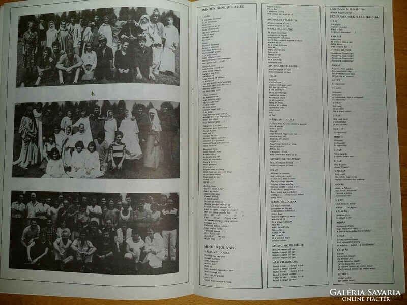 A Rock színház 1986. évi ismertetője, fotókkal, az előadók és az előadás képeivel
