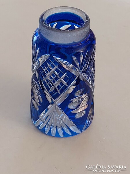 Old lead crystal perfume spray blue polished crystal toilet accessory