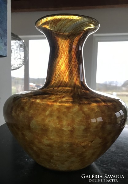 Csodás fátyolüveg, repesztett üveg váza (20/E)