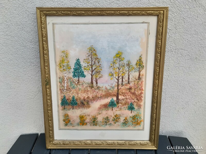 Old gold frame with gift painting