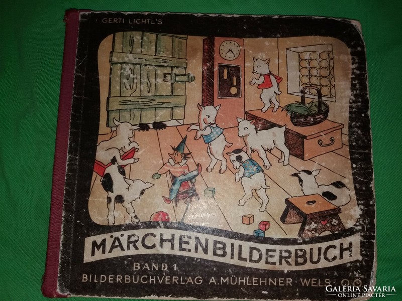 1950. antik Gerti Lichtl . Grimm mesék kemény táblás mesekönyv német nyelv a képek szerint