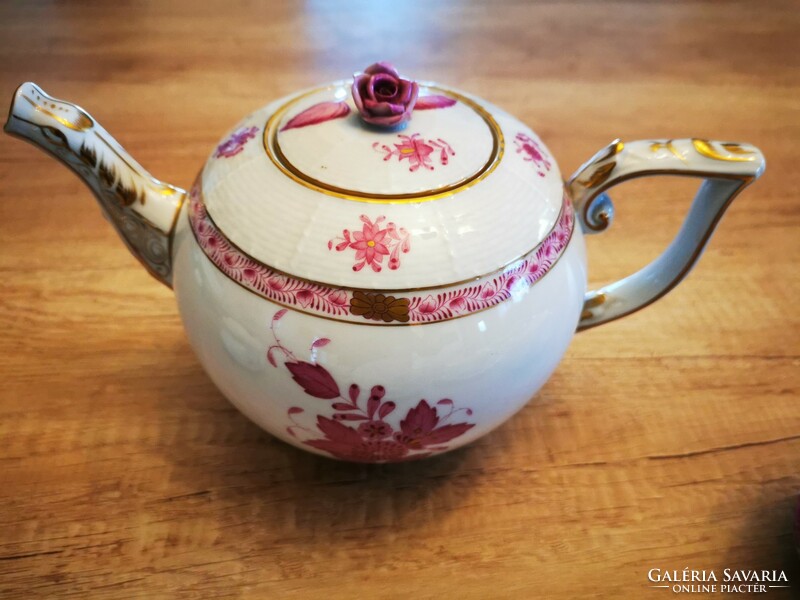 Komplett Herendi Apponyi lila mintás pur-pur 6 személyes teás készlet.