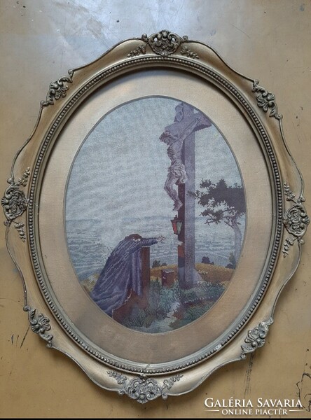 Old picture frame, tapestry
