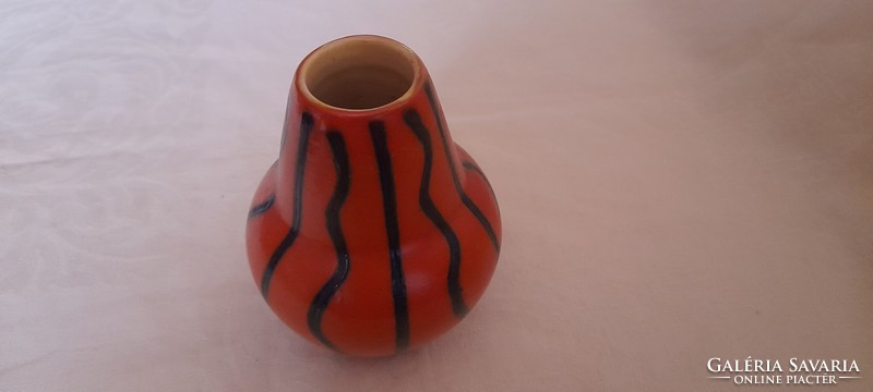 Tófej kerámia iparművész mázas váza retro 10x9cm
