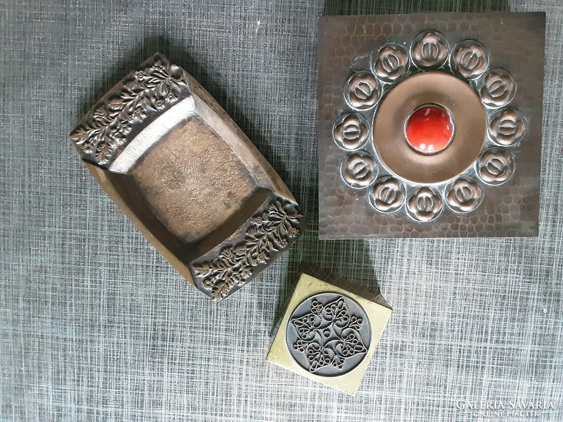 Retro réz iparművészeti doboz, hamutartó