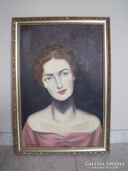 Női portré - olajfestmény faroston