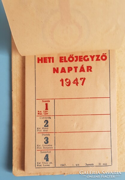Sándor Vincze lime and paint dealer Hódmezővásárhely 1947 desk calendar