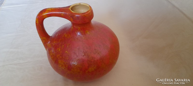 Tófej kerámia iparművész mázas váza kancsó retro 20x18cm
