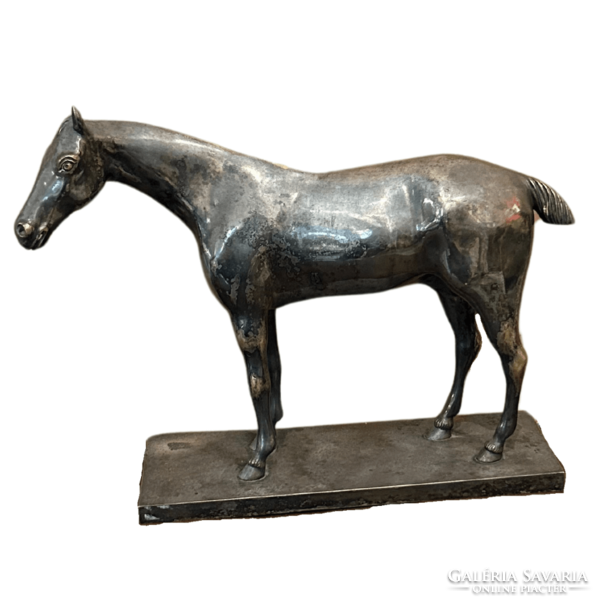Silver-plated bronze horse statue m01532