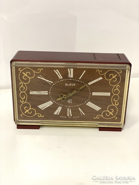 Old soviet russian slava clock battery operated alarm clock in good condition 15 cm