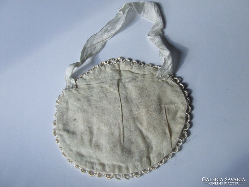 Women's or little girl's bag decorated with old antique corded appliqué, bag, ball bag