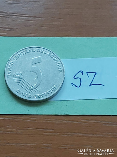 Ecuador 5 centavos 2000 stainless steel, juan montalvo no