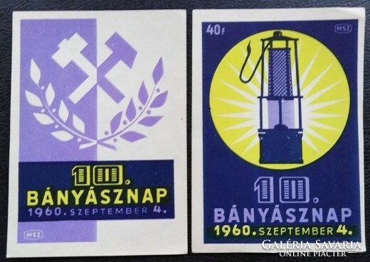 Gyb19 / 1960 10. Miner's Day match tag pair large size 95x67 mm limited edition