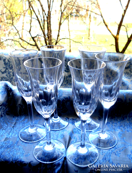6 engraved champagne crystal glasses 21 cm flawless