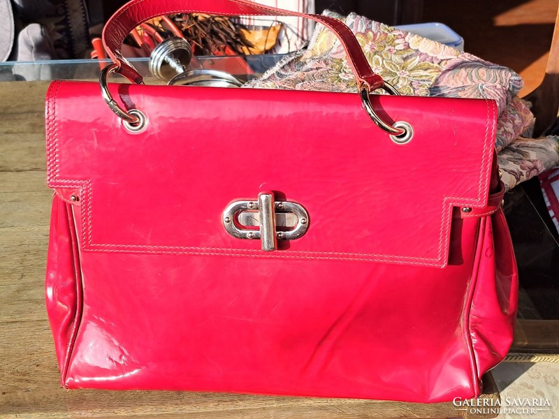 Red patent leather bag