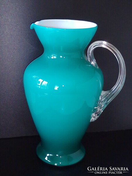 Murano glass jug, turquoise gradient! Flawless!