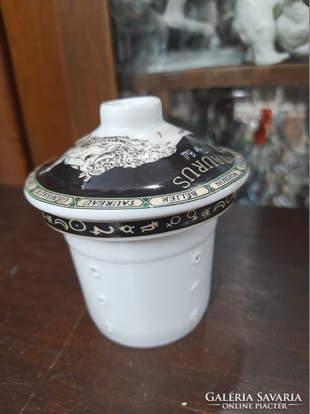 Retro taurus bull horoscope tea grass porcelain holder.