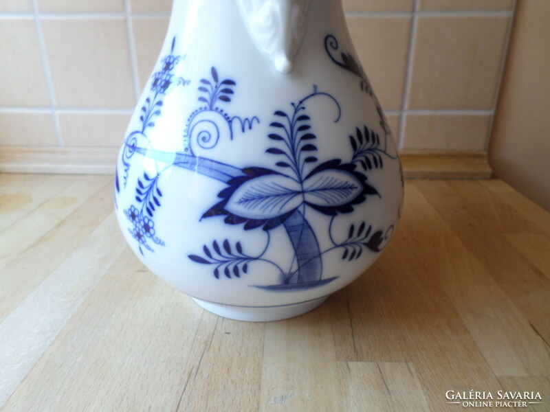 Hatalmas antik Meisseni hagymamintás porcelán kiöntő kanna 2,5 liter - tető nélkül