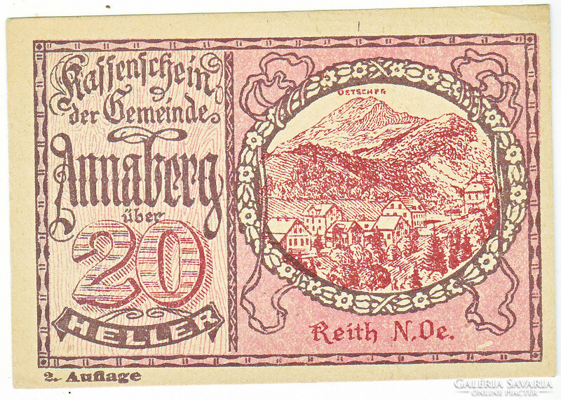 Austrian emergency money 20 heller 1920 2nd Edition