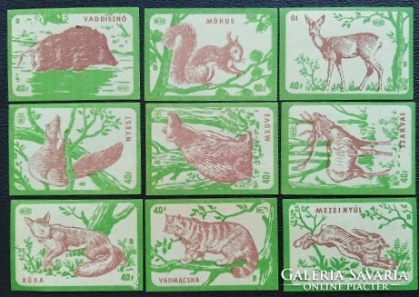 Gy4 / 1959 forest animals match tag full row of 9 pcs