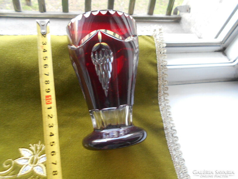 Vastag masszív  kristály  váza-   szőlő fürtős csiszolással  Bider stíl