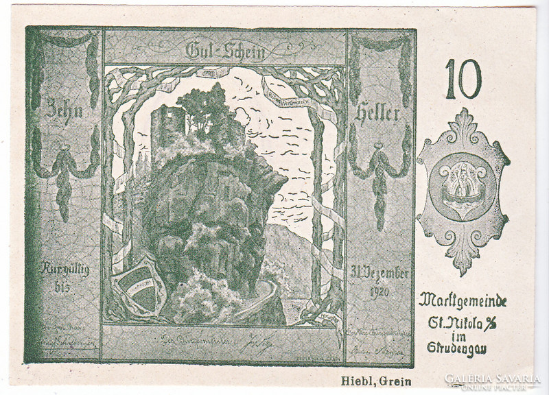 Austrian emergency money 10 heller 1920