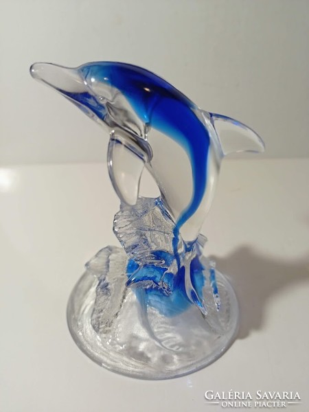Muránói üveg delfin szobor, levélnehezék