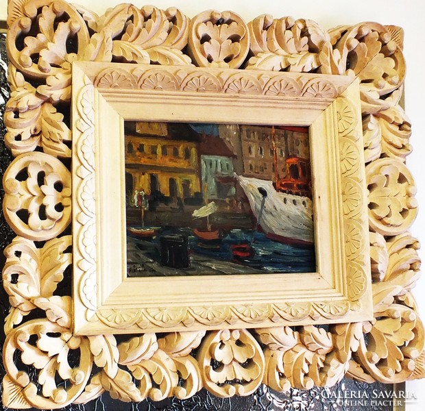 The work of an unknown painter, 20x25 oil cardboard in a Florentine frame