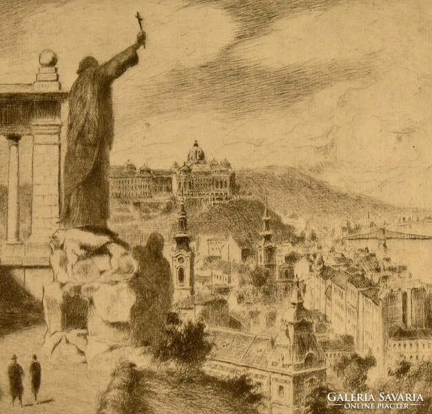 Ágost Bajor (1892-1958): view from Gellért Hill with the statue
