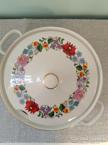 Kalocsa patterned porcelain soup serving dish + lid