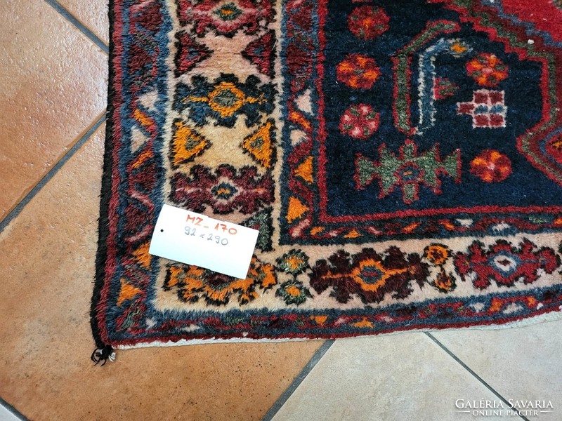 Hand-knotted 92x290 cm wool Persian running rug mz170