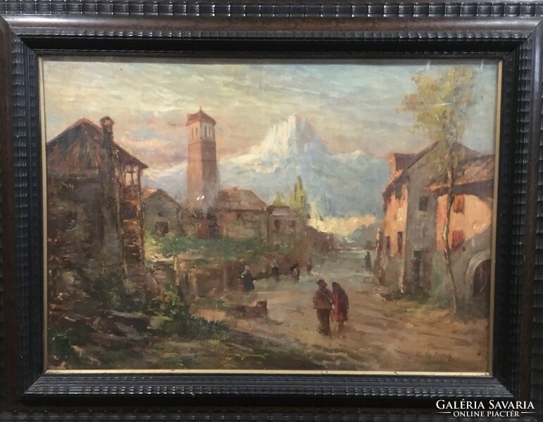 Italian landscape! Signed oil, wood painting!!! 88X67cm!!!