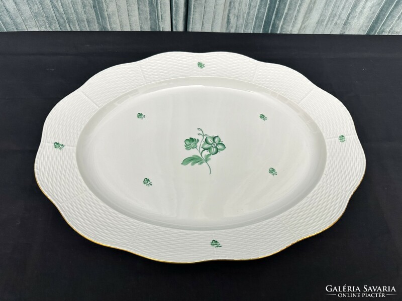 Herend large-sized steak plate with a green floral pattern.