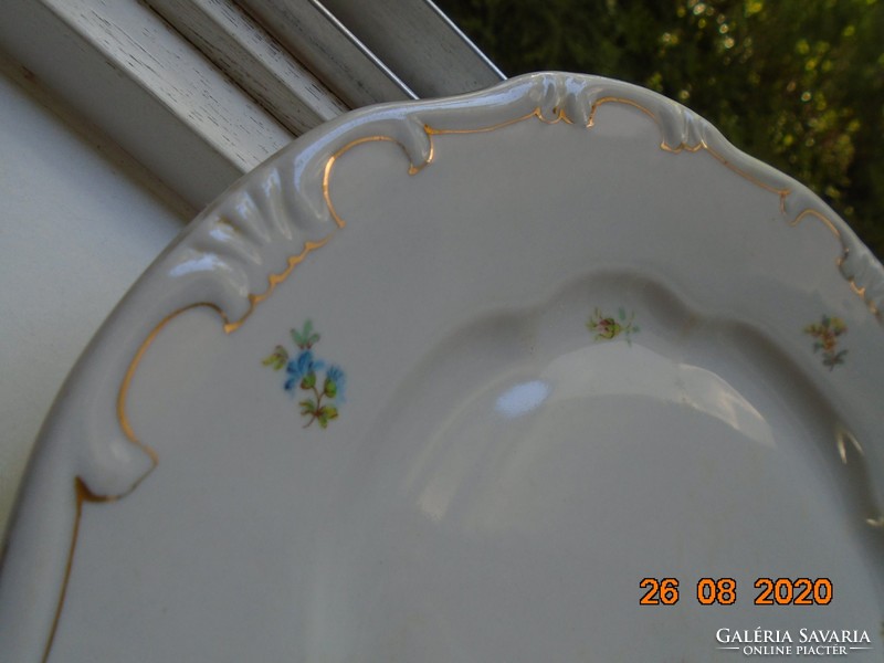 Zsolnay barokk ,aranytollazott lapos tányér szórt virágmintával