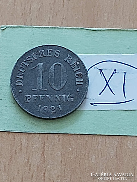 German Empire deutsches reich 10 pfennig 1921 zinc, ii. William xi