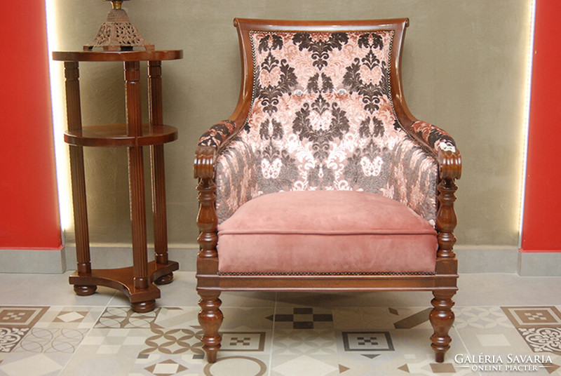 Barokk stílusú füles fotel, karfás fotel, Swarovski kristállyal