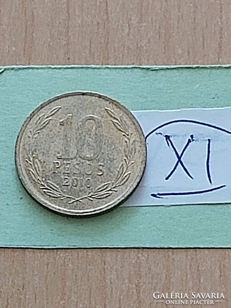 Chile 10 pesos 2010 nickel-brass bernardo o'higgins xi