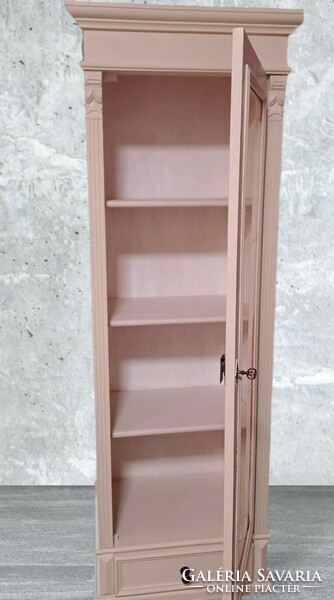 Tin German cabinet, narrow serving shelf with books