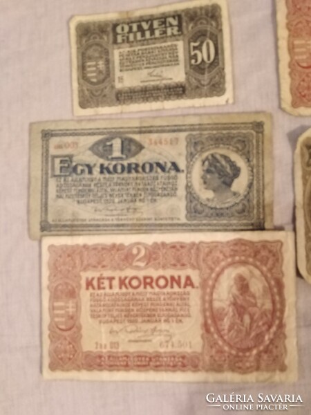 50 fillér(1920),1 korona(1920),2 korona aa(1920)2 korona ab(1920),10 korona(1920)