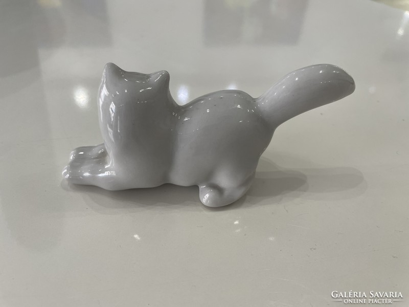Zsolnay porcelain cat and cat animal figure designed by András Sinkó