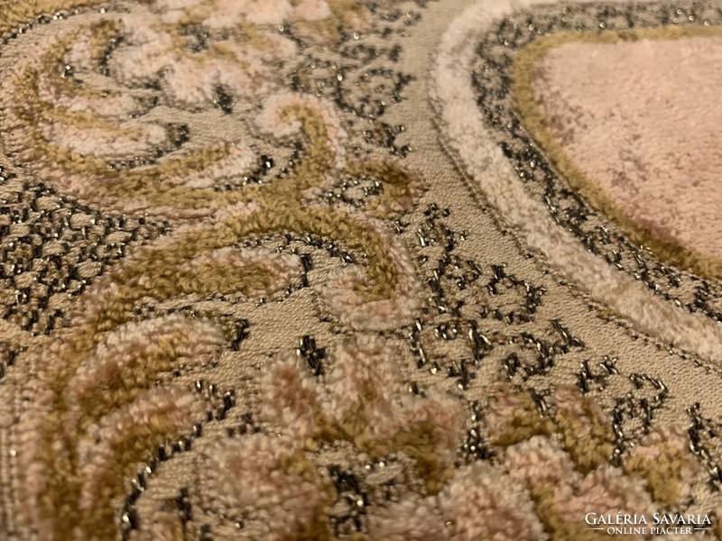 Beautiful 40cm x 31cm gold moss green pink velvet brocade metallic thread tablecloth