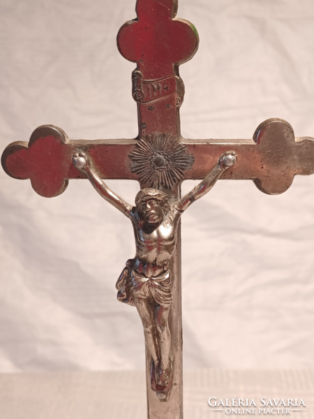 Old pewter cross with base