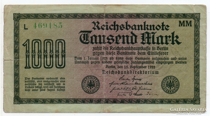 Németország 1000 német inflációs Márka, 1922