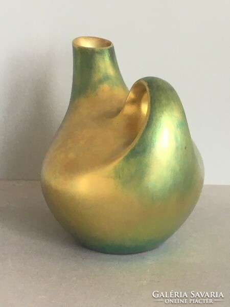 Zsolnay váza, arany-zöld eozin