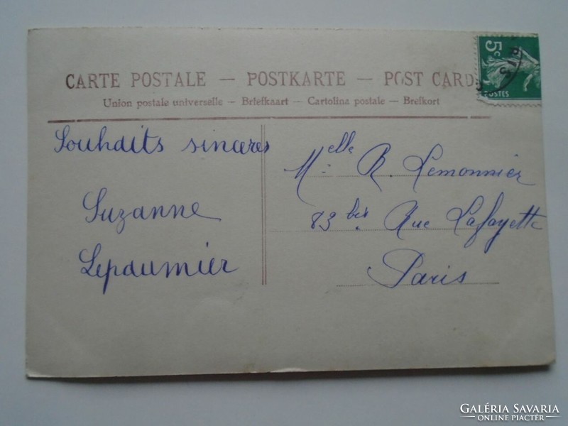 D201761 Little girl sending a letter 1910k old postcard